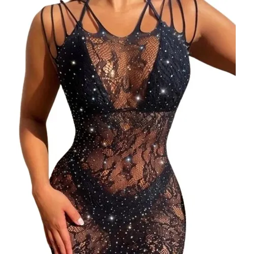 Vestido De Malla Con Brillos Playero Sexy