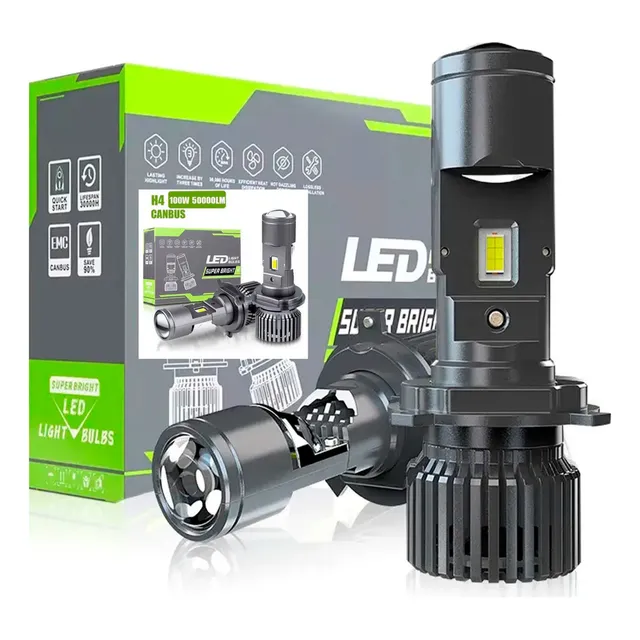 Par Lâmpada H4 Super Led Farol Projetor 200w 30000lm Branco