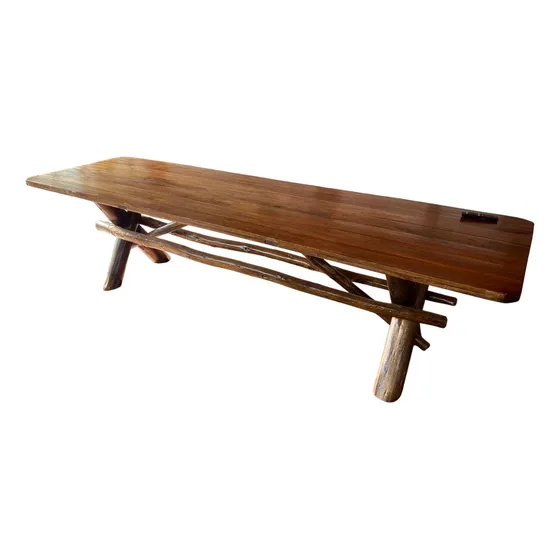 Mesa Rústica De Quincho Tablon De Eucalipto Grandis 3x90