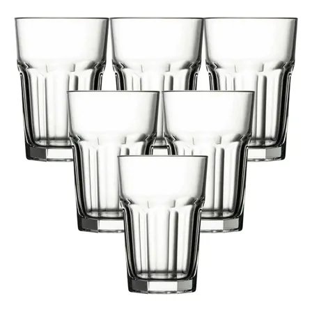 Jogo 6 Copos Vidro Grosso Resistente Agua Sucos Drinks 525ml Transparente