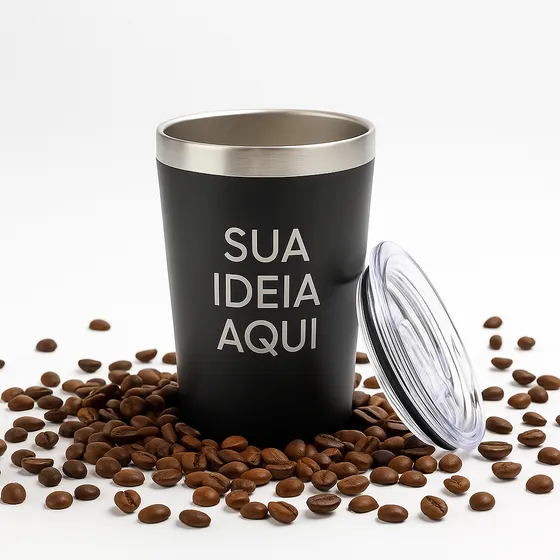 Mini Copo Térmico Café Com Tampa Personalizado Nome Ou Logo