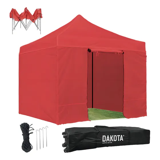 Gazebo Dakota Gz33p4 3x3 Autoarmable Paredes + Puerta + Estacas + Bolso - Color Rojo