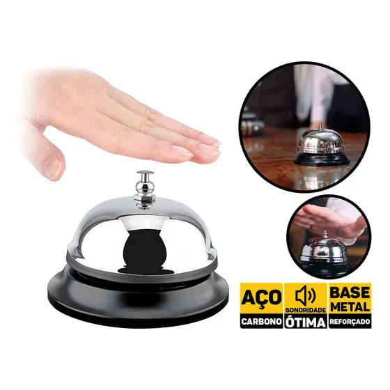 Campainha De Mesa Sino Sineta P/ Recepção Restaurante Balcão Cor Inox