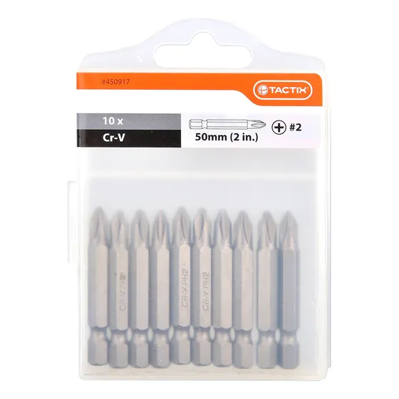 Set De Puntas 10 Piezas Tactix Ph2 X 50 Mm