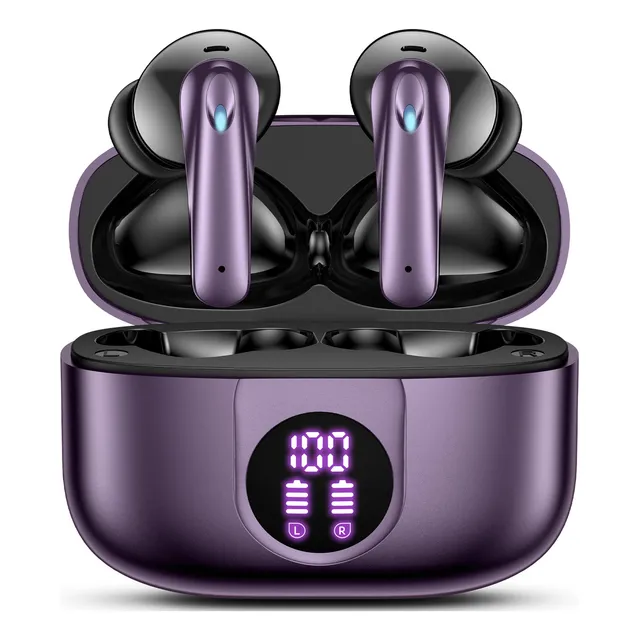 Audífonos inalámbricos bluetooth Occiam P91 In Ears Color Morado - Doble Micrófono Cancelación Ruido, 60H Total Playtime, 13mm Drivers HIFI, ANC 30dB, 45ms Latencia Baja, Carga Rápida 10min