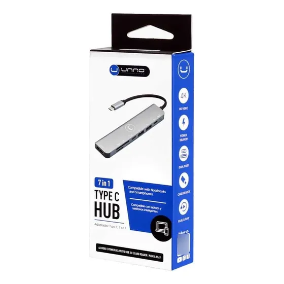 Adaptador Hub  Tipo C Hb1107sv 7 En 1 Hdmi 4k/usb/sd 
