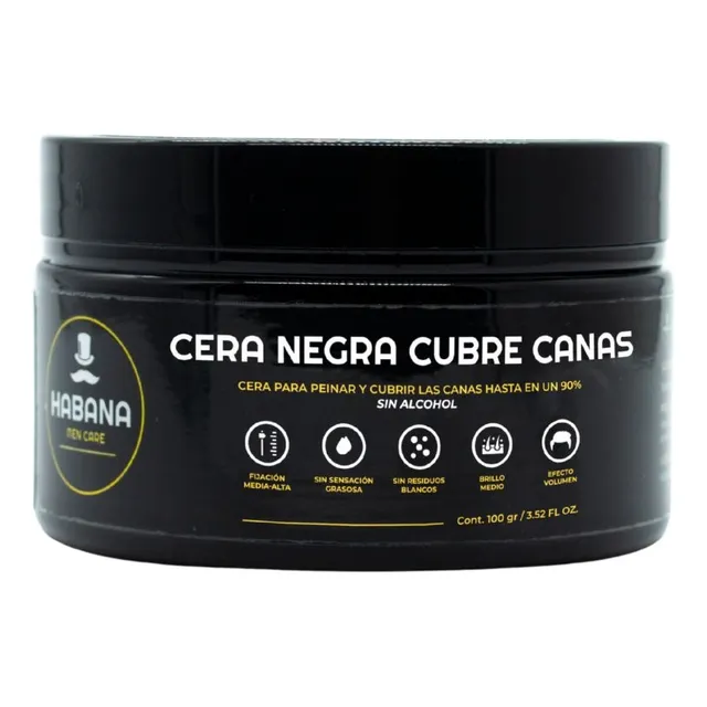 Cera Negra Cubre Canas Habana Cabello Y Barba 100grs.