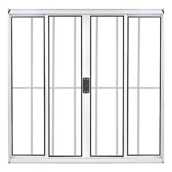 Janela Vitro 4 Fls 100x1.20 Com Grade Branco Sala  Cozinha