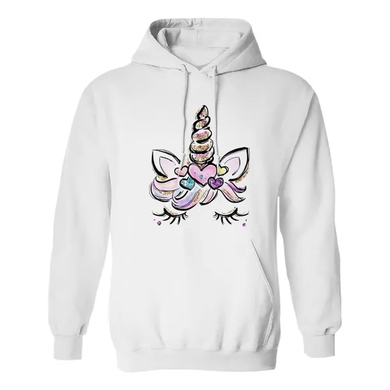 Sudadera Con Gorro Unicornio Corazones De Colores