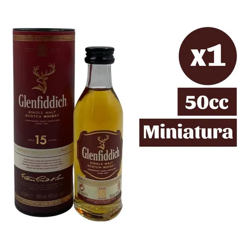 Whisky Single Malt Glenfiddich 15 Años Escocia botella 50 mL