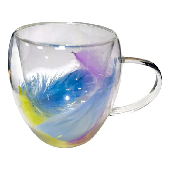 Taza Pocillo Doble Pared Borosilicato Decoración Interna