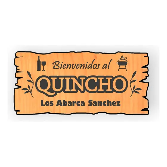 Letrero Madera Personalizado Quincho Bar Asado 27x57 Cm