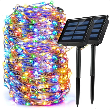 Guirnalda Solar Alambre Hada Led Navideño Pack 2 X20m Cálida Color De Las Luces Multicolor