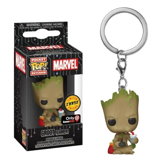 Llavero Pocket Pop: Guardianes De La Galaxia Groot Gamer Color Marrón Claro