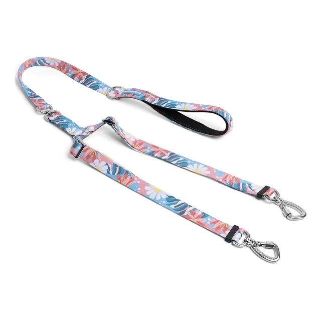 Correa Paseo Doble Cachorreiros Para Perro Talle G Color Floral