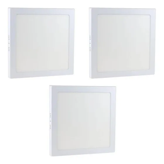 Kit 3 Luminária Plafon Led Elgin Sobrepor Quadrada 24w 6500k