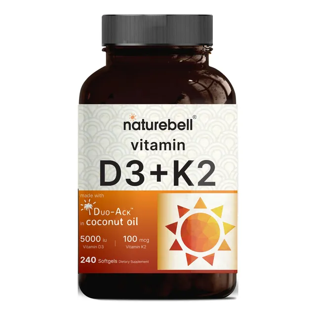 Vitamina D3 K2 (mk-7) + Aceite Coco 240 Softgels Naturebell