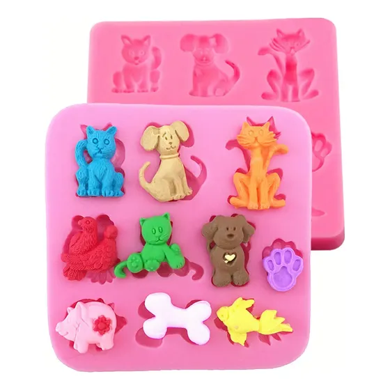 Hengke 2 Pcs Cats Dogs Foxes Moldes De Silicona De Varias De