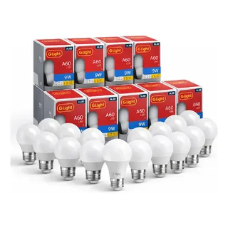 G-LIGHTKit 20 Lâmpadas Led 9w Branco Frio 6500k A60 Bulbo G-light Bi