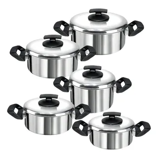 Jogo 5 Panelas Aluminio Polido Grandes E Grossas Cor Prateado Jogo 5 Panelas Aluminio Polido Grandes E Grossas Cor Prateado