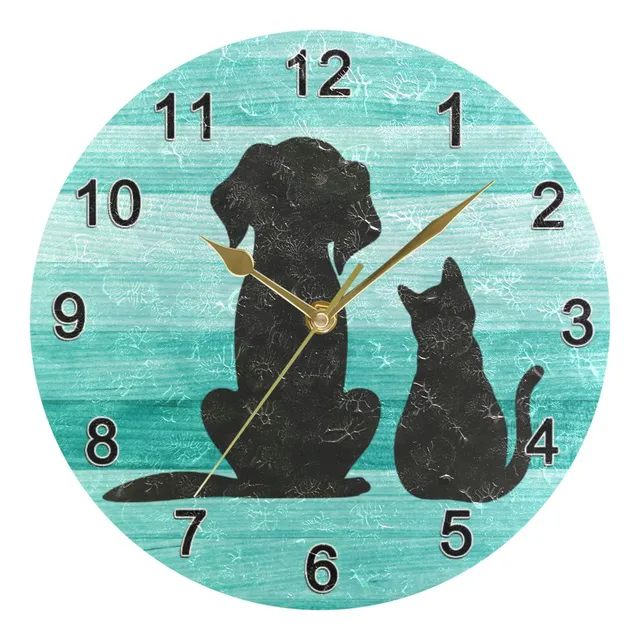 Chifigno Reloj Pared Madera Verde Azulado Para Gato Perro