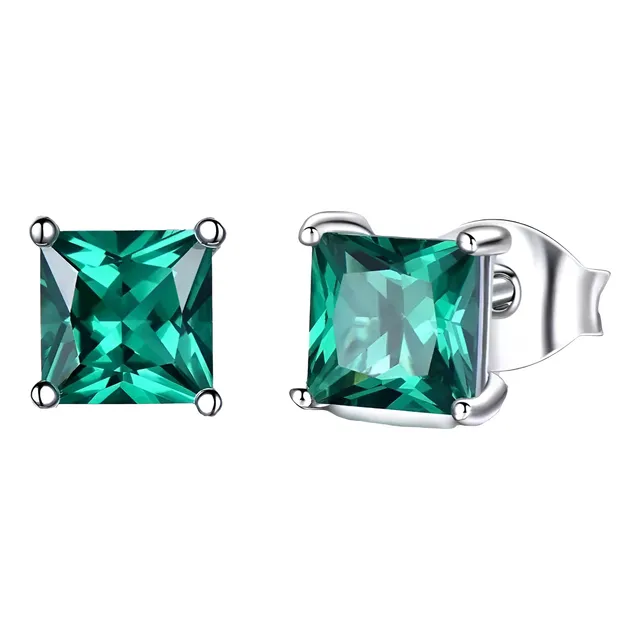Aretes Pendientes Esmeralda Para Mujer Plata Ley 925 100%