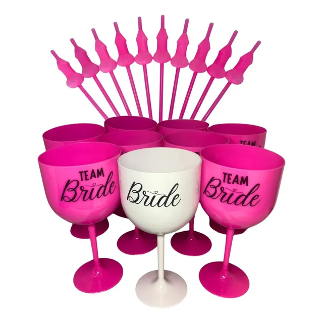 Kit 11 Taças Despedida De Solteira Bride Team Noiva Chá