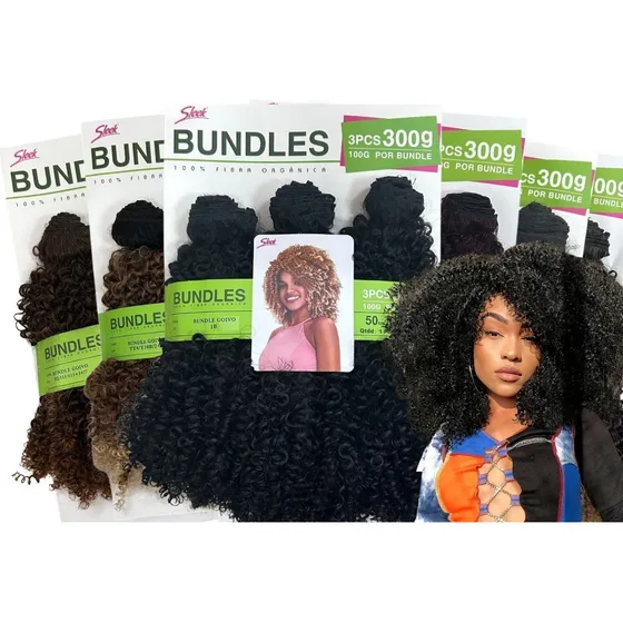 Cabelo Orgânico Sleek Bundles Goivo 300g 3 Telas