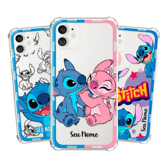 Capa Capinha Personalizada Com Nome Anti-impacto Stitch