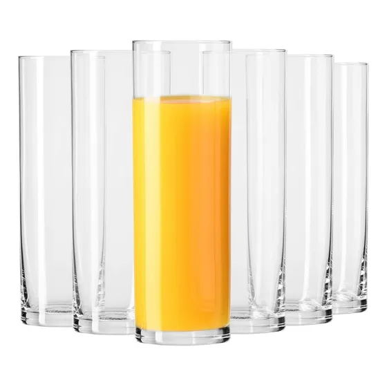 6 Copos Vidro Long Drink Festa Coquetel Água Suco Tubo 300ml Cor Clear