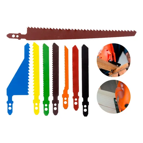 Jogo Kit Serra Tico Tico 8 Lâminas Para Madeira E Metal
