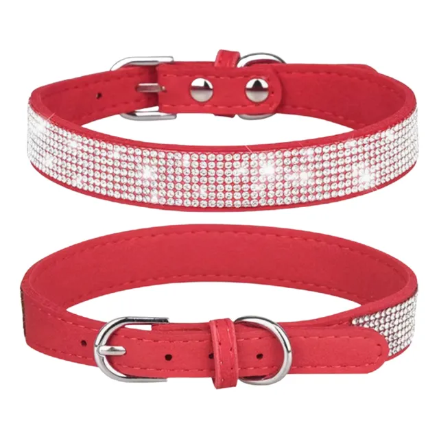 Collar Mascotas Elegante Brillo Perros Y Gatos. Ajustable Rojo Brillo Del Xxs Al Xl