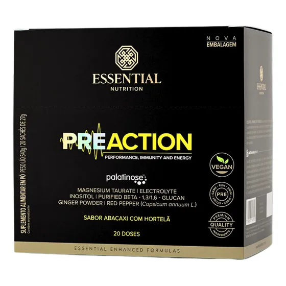 Pre Action Essential Nutrition Pré-treino Taurina Magnésio  
