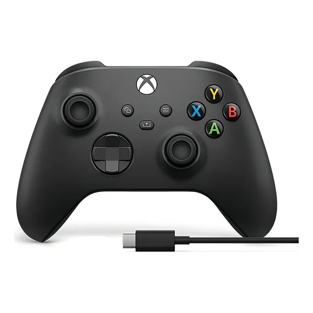 Mando Inalambrico Microsoft Xbox + Cable Usb-c Bluetooth Color Negro