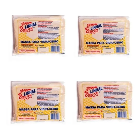 04  Massa Janelas Vidros Vidraceiro Linhal 500g Profissional