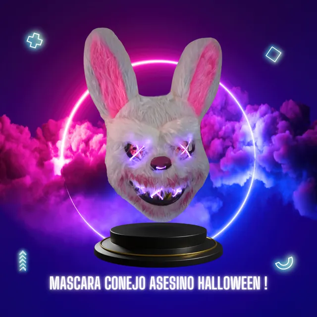 Mascara Conejo Asesino De Peluche Halloween Con Luz Led