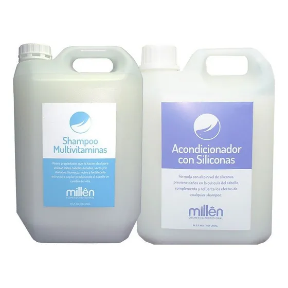 Shampoo Millen Multivitamina 2,5 Litros + Acondicionador Millen Con Siliconas 2,5 Litros
