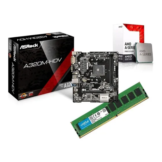 Kit Mb Am4 A320m Hdv Ssd M.2 + Cpu A10-9700 + Mem 8g Ddr4  