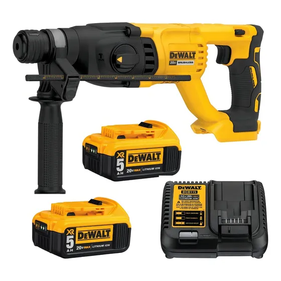 Martelete Perfurador e Rompedor SDS Plus 26mm Brushless 0-1500 RPM e 0-5.500 IPM Com 2 Baterias 5AH e Carregador 20V Modelo DCH133B