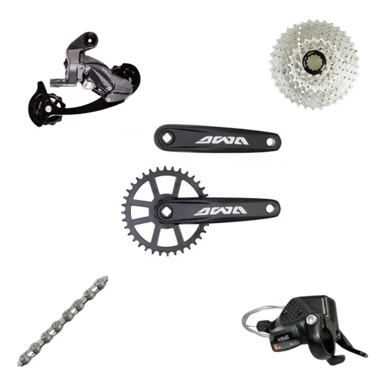 Set Grupo Transmision Mtb Monoplato 1x9 Compatible Shimano