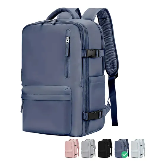 Mochila De Viaje Impermeable Avión Aprobado Capacidad De 40l Color Azul Diseño De La Tela Lisa