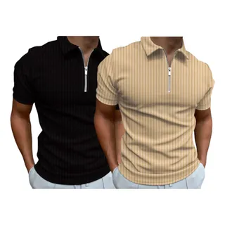 Kit 2 Camisa Polo Manga Curta Com Ziper Gola Polo Masculina Kit 2 Camisa Polo Manga Curta Com Ziper Gola Polo Masculina