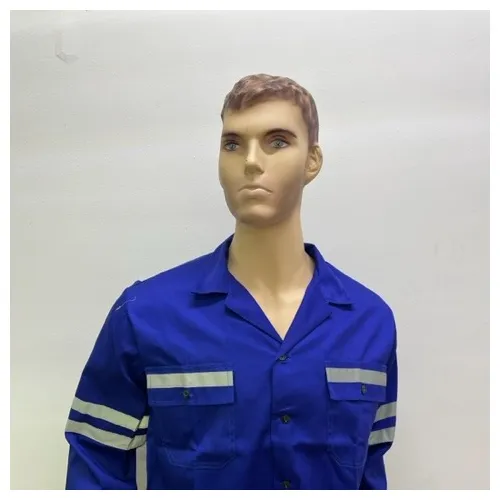 Camisa Tela Drill Manga Larga Con Cintas Reflectivas