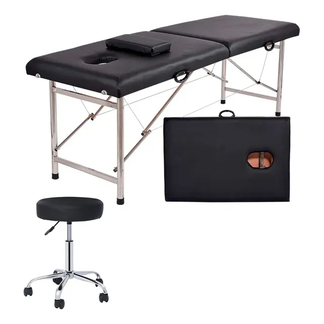 Camilla Para Masajes Plegable Estética Portátil + Taburete