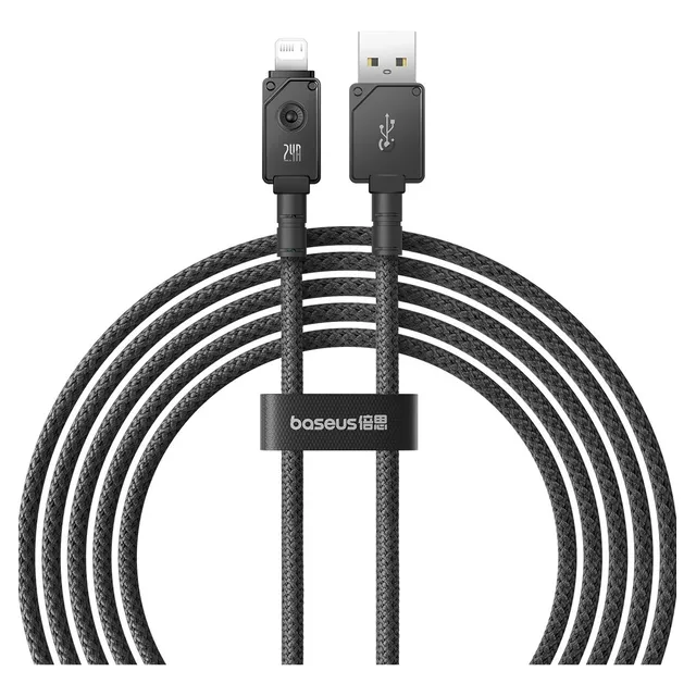 Cable Baseus robusto de 2,4 A para iPhone USB Lightning de 2 metros, color negro