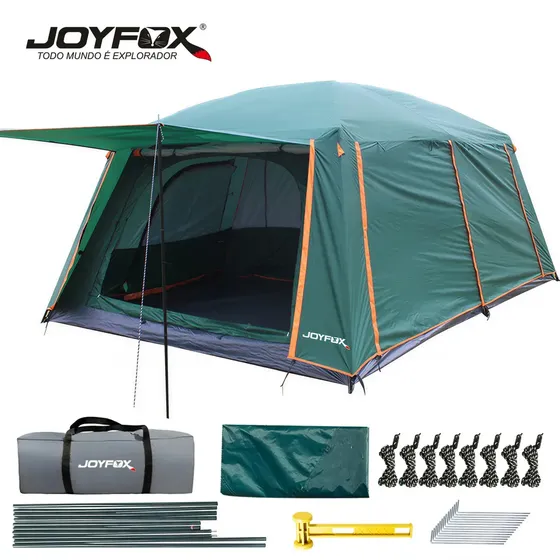 Barraca de Camping Grande Familiar 420x305x200cm Dupla Camada Impermeável 4000mm Tenda Extra Grande para Família Proteção Contra Chuva Forte