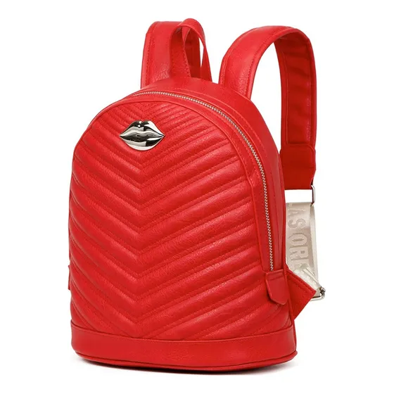 Mochila 13 PuLG Las Oreiro 21816 Ecocuero Color Rojo Diseño De La Tela Liso