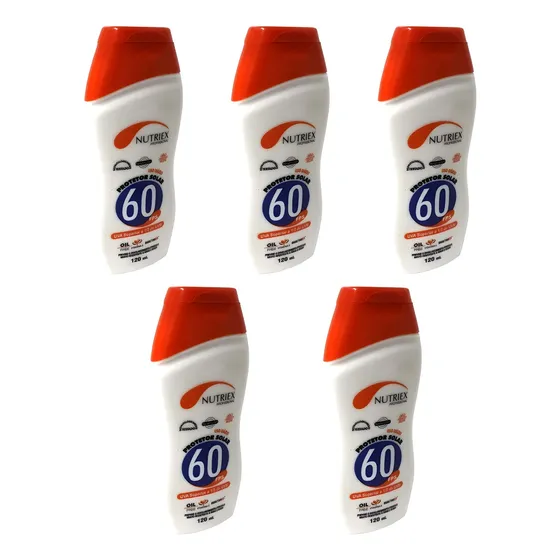 Kit 5 Protetor Solar Fps60 Nutriex Profissional Frasco 120ml