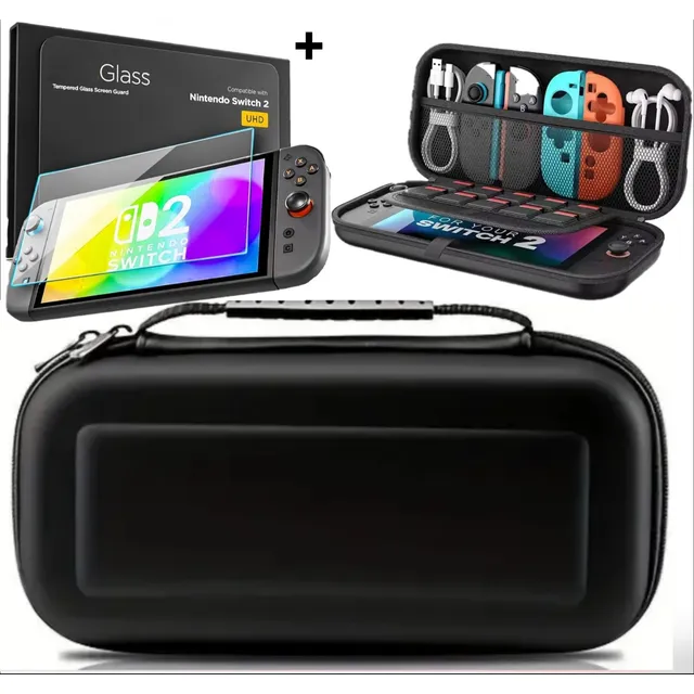 Funda Case Estuche De Nintendo Switch 2 + Mica De Vidrio 9h