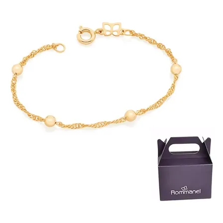 Pulseira Infantil Fio Cingapura Bolas Ocas Rommanel 551392